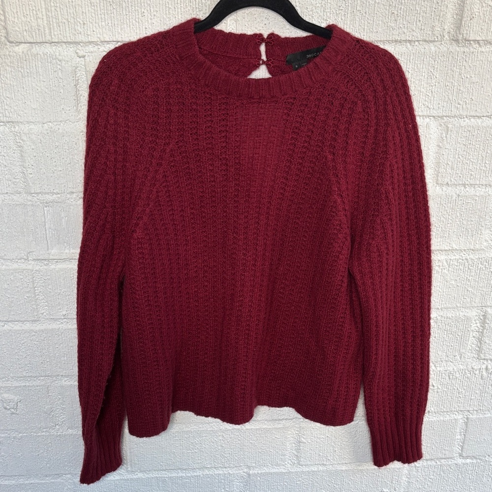 360 Cashmere Merino Wool Cashmere Rich Burgundy Crew Neck Sweater sz S